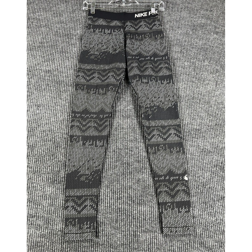Nike Pro Leggings Womens Small‎ Black Gray Dri Fit Workout Training Active Gym